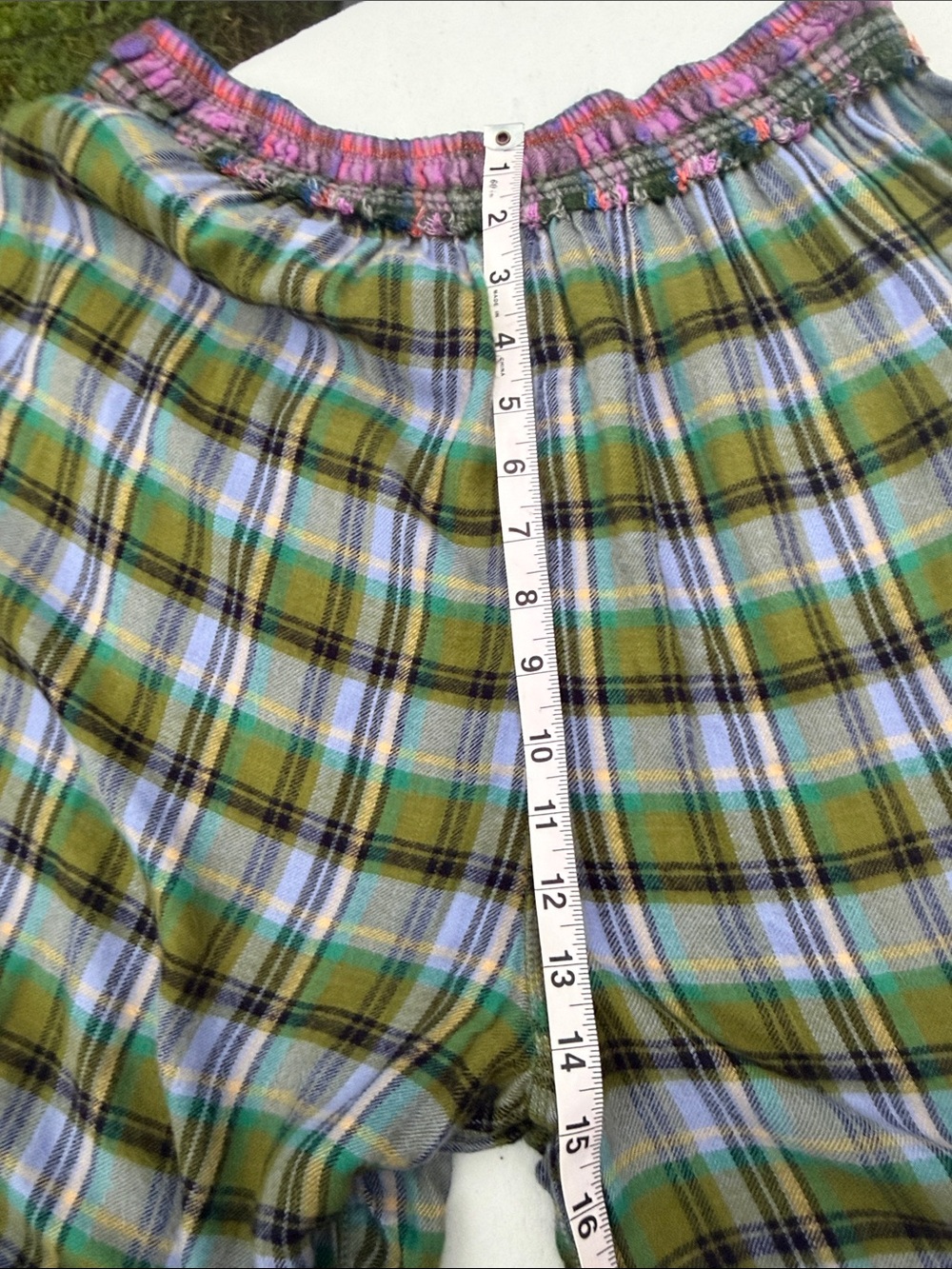 Wide Leg Plaid Lounge Pants - Green Plaid - Picture 9 of 10